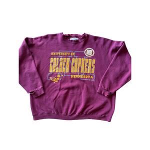 Vtg NCAA U of Minnesota Golden Gophers USA Made Galt Sands XL Maroon Crewneck